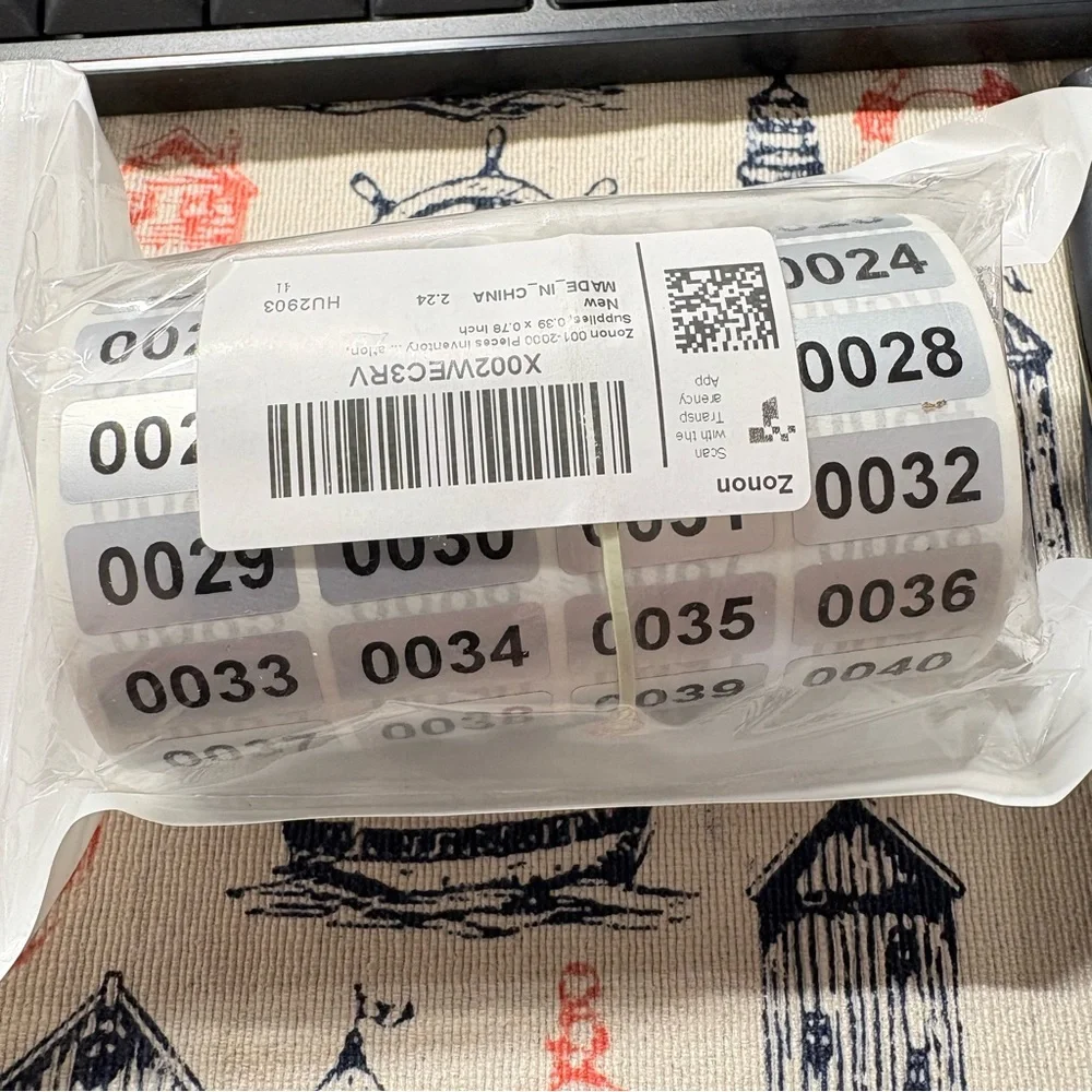 Zonon Black and White Inventory Labels-0001-2000 -NEW